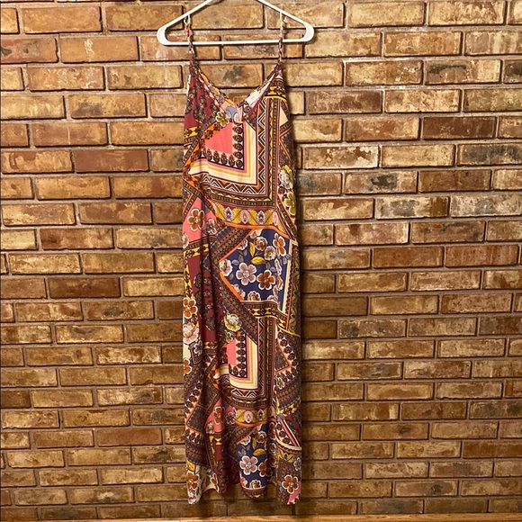 12 Pm By Mon Ami Orange and Pink Sleeveless Spaghetti Strap Maxi Sundress - Picture 1 of 4